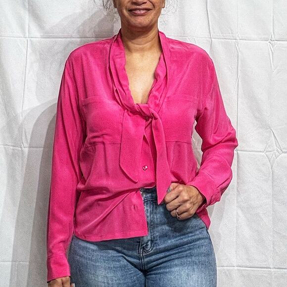 Equipment Femme Pink Neck Scarf Button Down Sz S - Picture 7 of 14